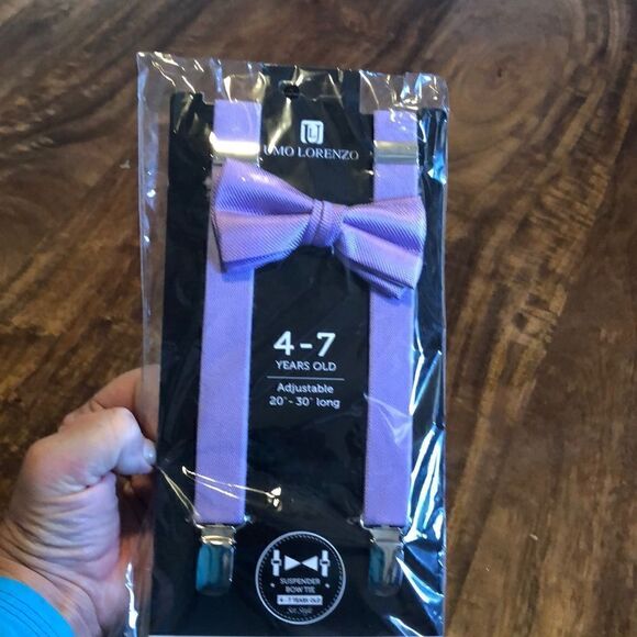 Kids Umo Lorenzo Suspender And Bow Tie Set-light purple - Picture 1 of 4